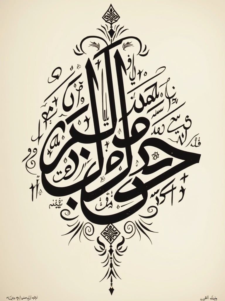 Arabic calligraphy design features the phrase اسقي تربه احلامك elegantly styled with elaborate motifs. The composition presents an artistic approach to traditional Arabic script.