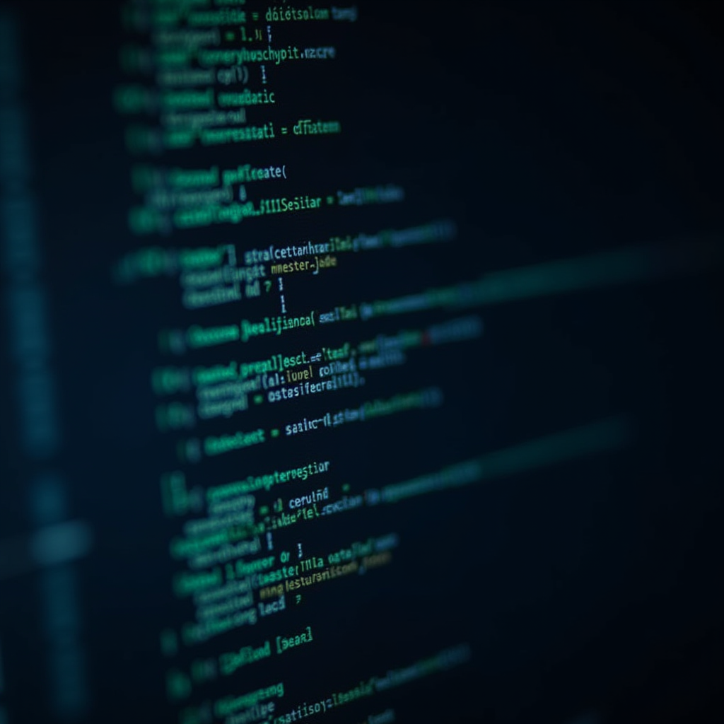 A close-up view of colorful code on a computer screen, showcasing programming syntax.