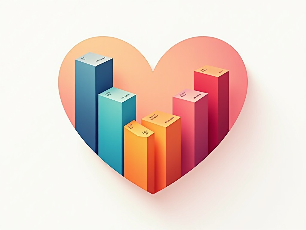 a heart-shaped bar graph representing data visually