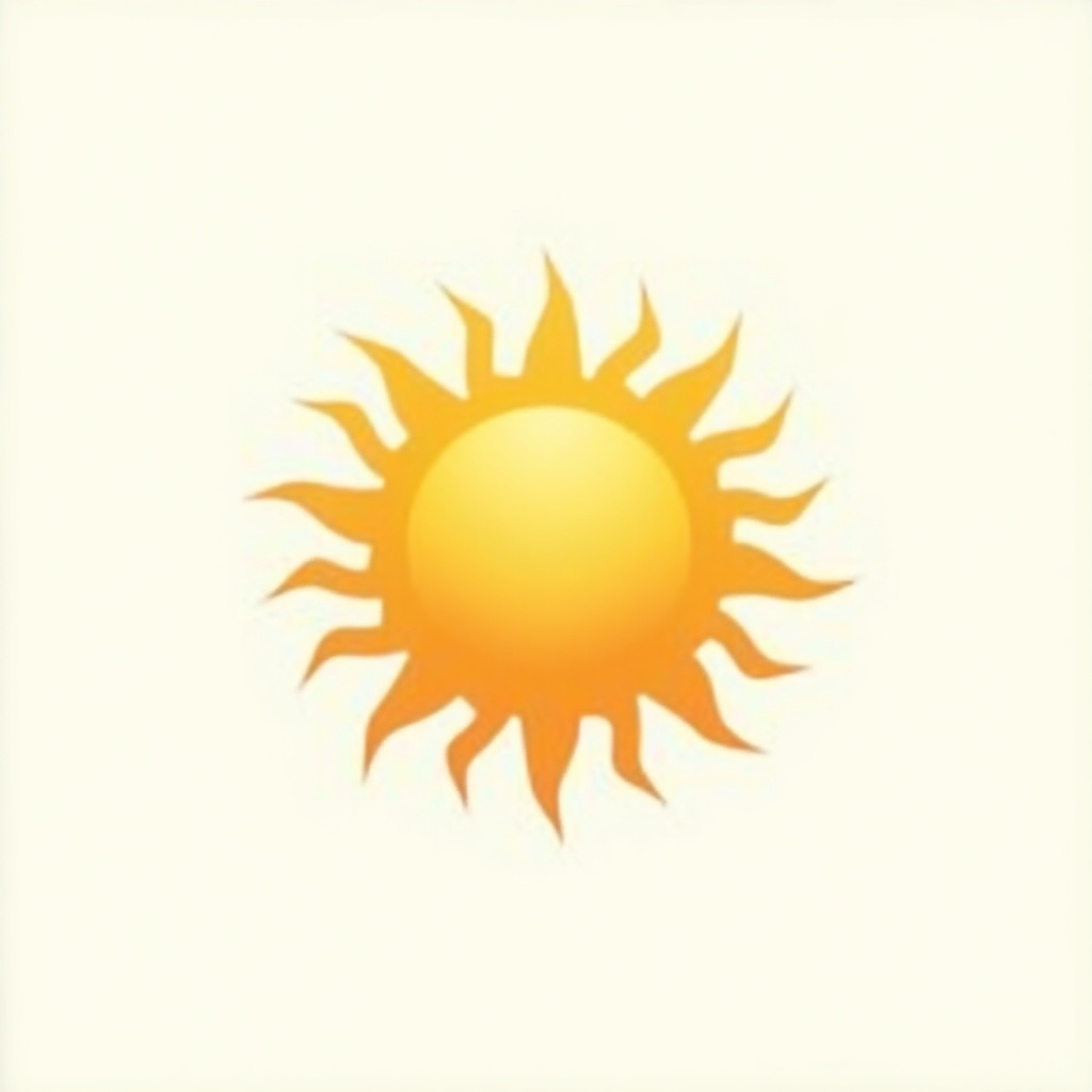 Modern minimalist sun logo with sleek design and bright colors. Central sun icon with radiating rays. Ideal for various branding applications.