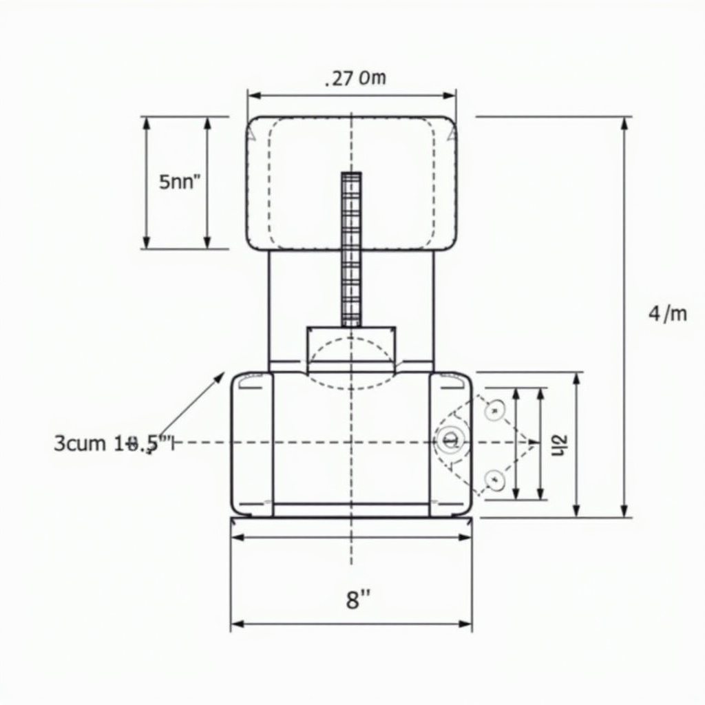 Technical drawing of a mechanical component with cylindrical shape on rectangular base. Dimensions shown in millimeters. Features include a slot and circular protrusion. Indicates precision engineering for assembly or machine part.