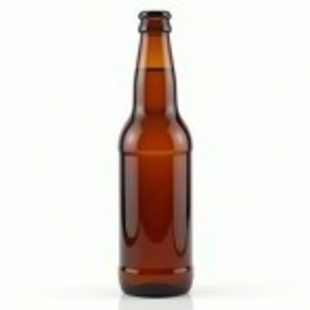 Brown glass beer bottle with 500ml capacity. No labels on the bottle. Placed against a white background.