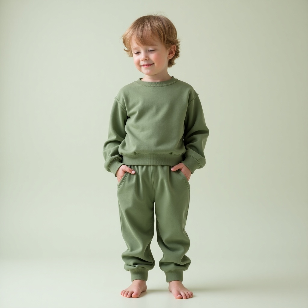 Stylish Sage Green Jogger Set for Kids Comfortable and Trendy Children s Fashion Flux AI Image