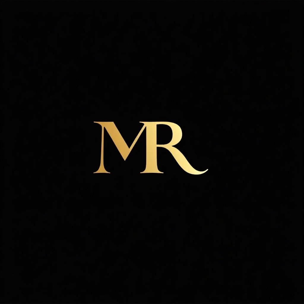 The image features a sophisticated logo representing 'Mr. & Mrs. Dry Cleanerz.' The dominant color is gold, giving it an elegant and premium appearance. The letters 'MR' are stylized, showcasing both professionalism and flair. The background is solid black, which enhances the visibility of the gold lettering. This design is suitable for branding purposes, evoking a sense of quality and luxury in the dry cleaning industry.