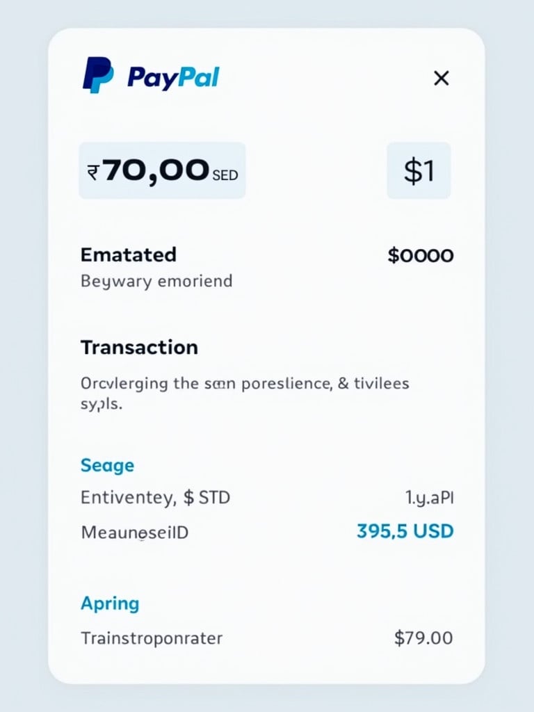 Illustration of a PayPal transaction Payment amount is 70.00 USD Transaction includes date, item description, and transaction ID Recipient name is prodbynewer