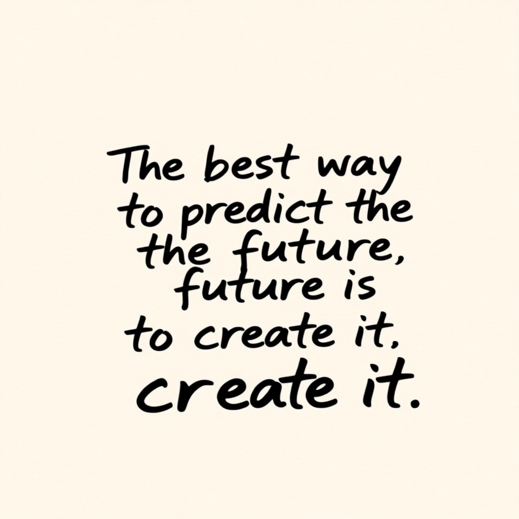 A motivational quote that encourages creating the future written in a casual, handwritten style on a plain background.