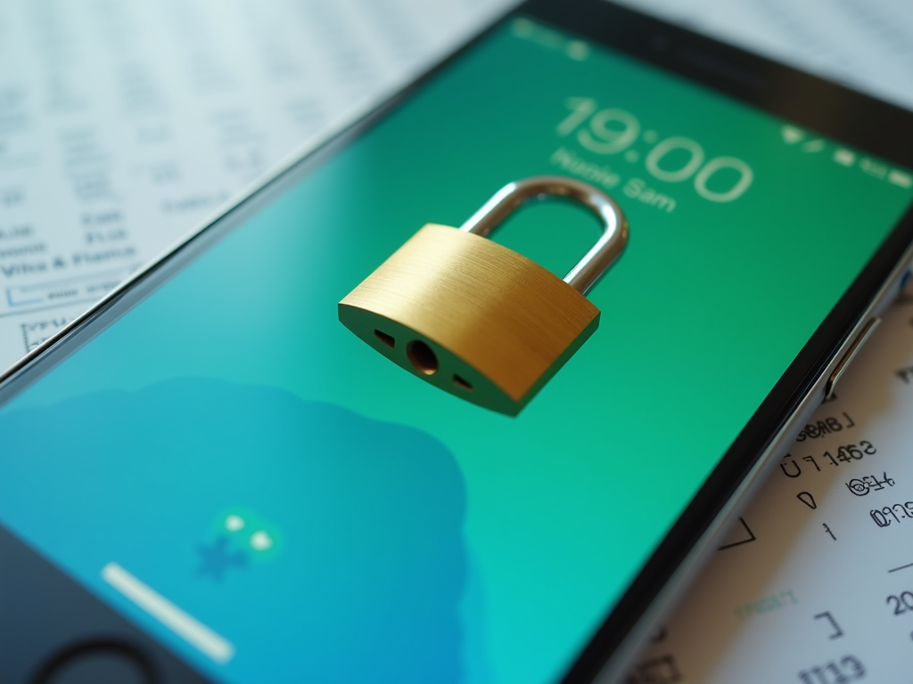 A smartphone with a padlock displayed on the screen, symbolizing digital security.