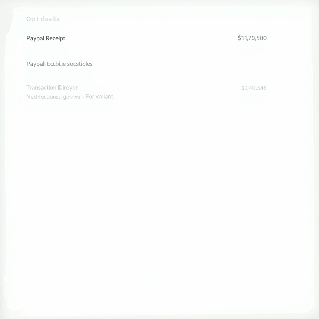 Illustration of a PayPal receipt showing payment details. Includes transaction ID, gross amount, and transaction date. Details are clearly laid out for easy reading. Focus on seller and buyer information.