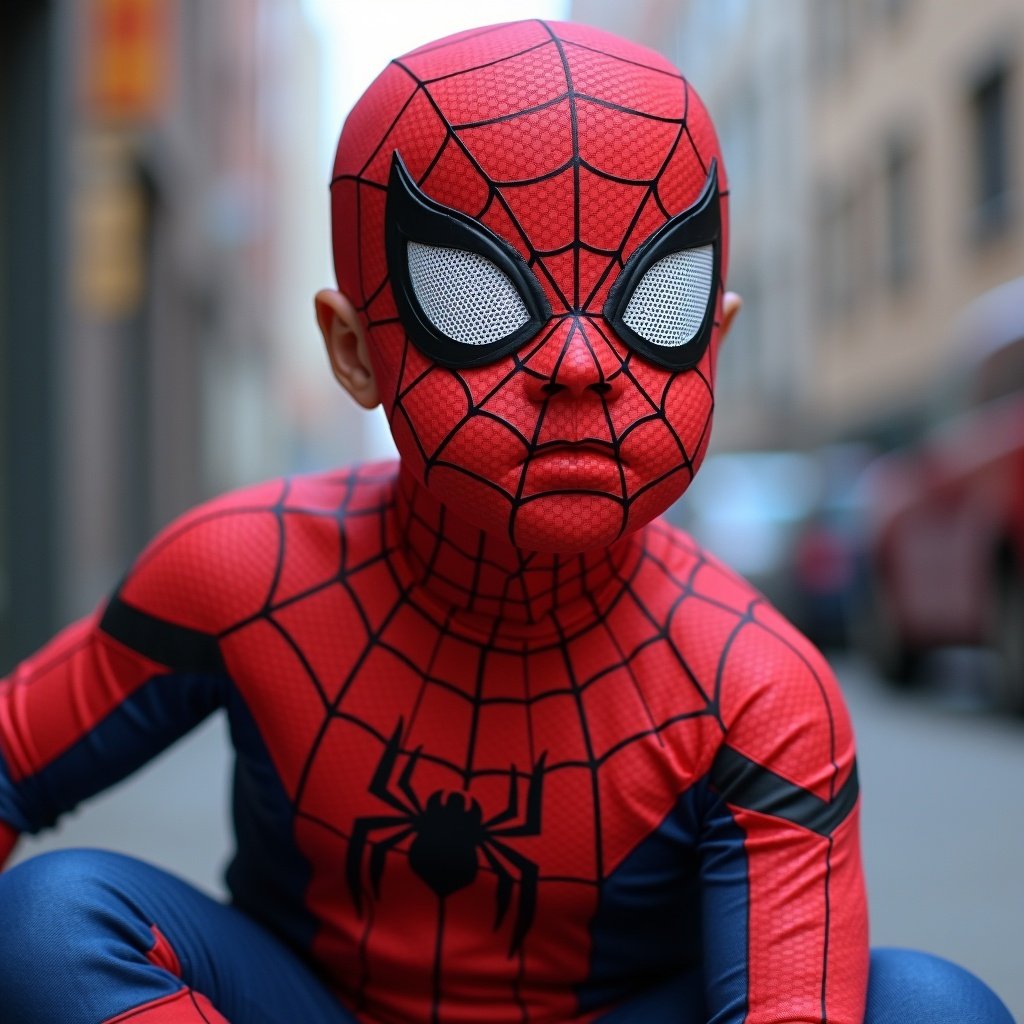 Unique image of Spiderman for a child’s birthday. Colorful costume and joyful atmosphere.