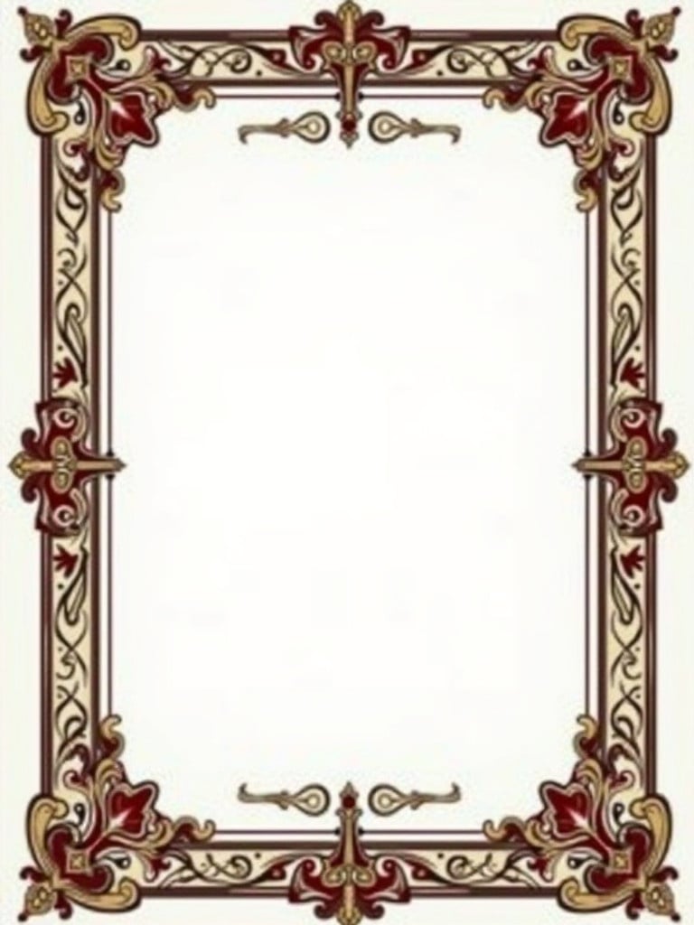 Intricate ornate frame design for a game card. Bold decorative borders with empty center for custom graphics.