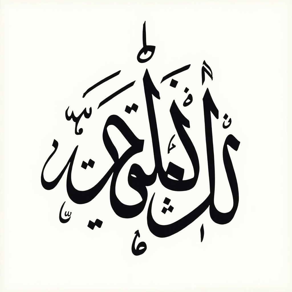 Hand written Arabic calligraphy with the phrase خدمة الأمة in a decorative style. 