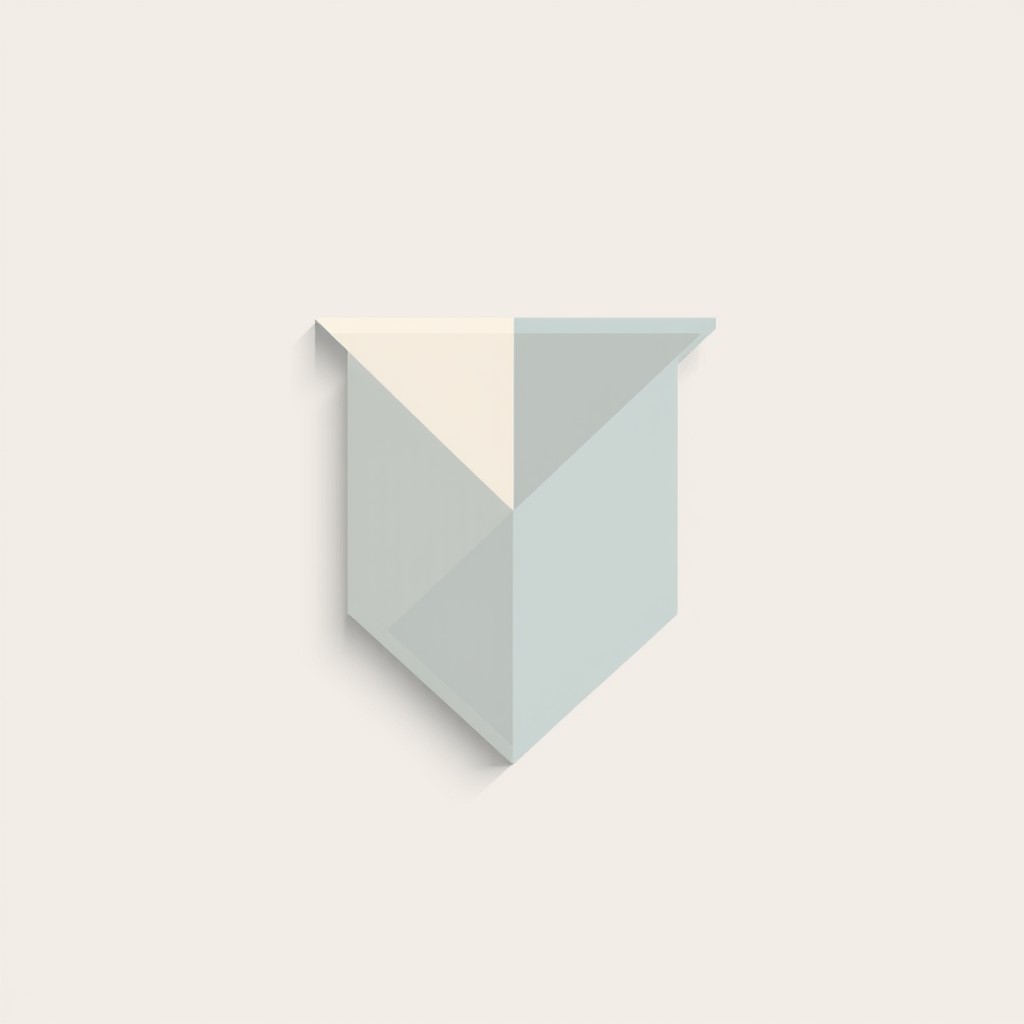 A minimalist geometric shape with a mix of soft pastel colors.