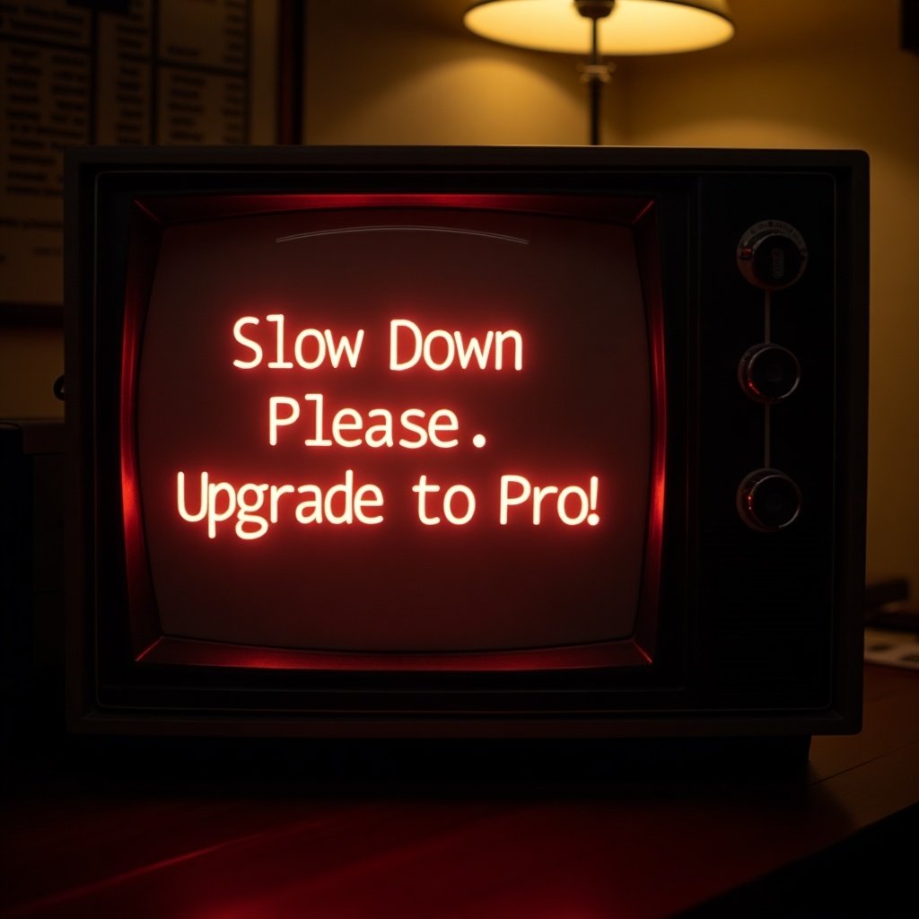 Vintage television set displays humorous message. Cozy retro-themed room with subtle lighting. Classic design evokes nostalgia for older technology.