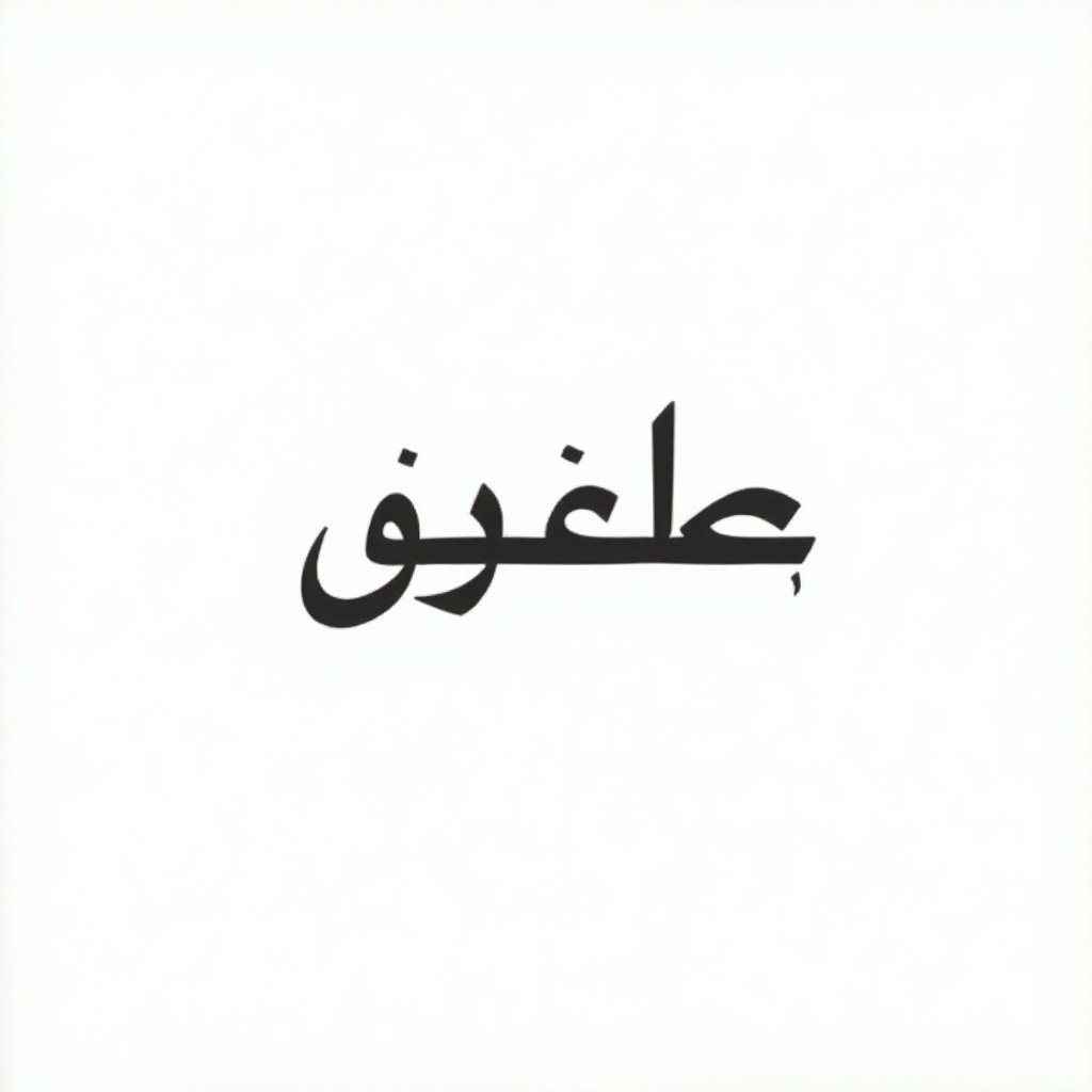 Arabic calligraphy of the word 'النية' on a white background. Focus on minimalist style. Features intricate script details.