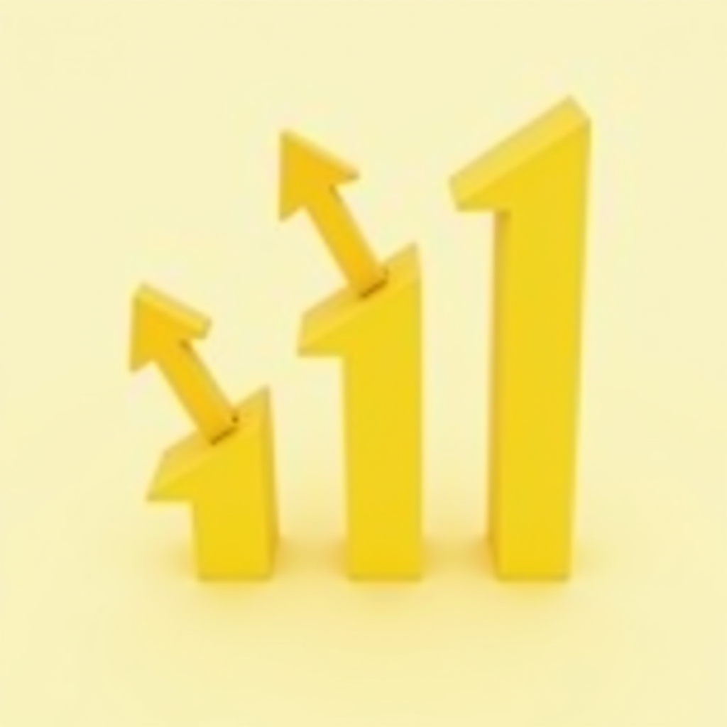 Three yellow arrows pointing upwards on a yellow background, symbolizing growth or success.