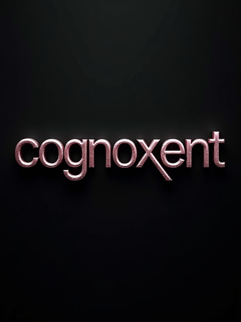 The word cognoxent appears prominently. The letters have a metallic texture. Background color is black. Design conveys modernity and sophistication. Features liquid metal effects.