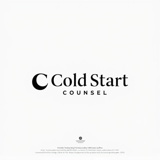 Minimalist modern logo design for Cold Start Counsel. Elegant typography and geometric shapes are prominent. Inspired by luxury brands and corporate aesthetics. Mix of serif and sans-serif fonts used. Black and white colors dominate with subtle blue gradients included. Features an abstract letter 'C' and interlocking letters 'C' and 'S'. High-end aesthetic maintained throughout.