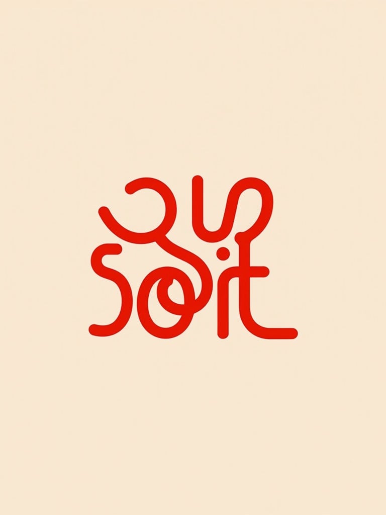 Logotype designed for food brand 'School of Life'. Playful curved letters resemble coding loops. Dominant red color emphasizes the name. Creates eye-catching modern cheerful impression. Reflects brand's warm identity. Represents unique taste of the menu.