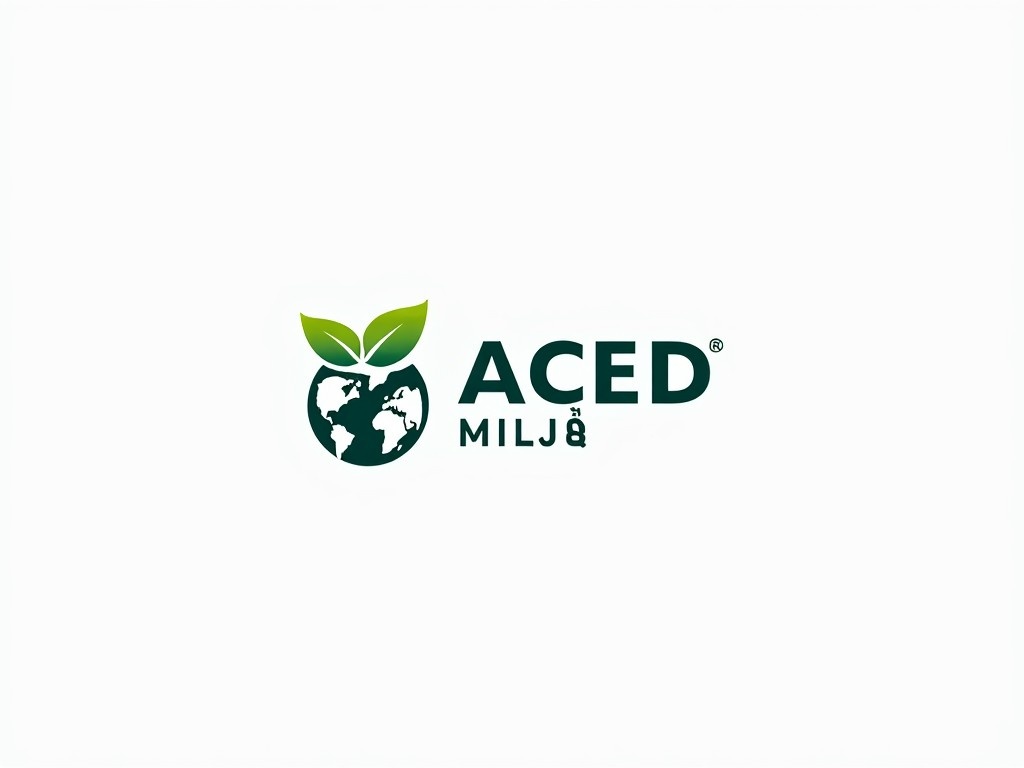 The logo for ACED Miljø features a stylized globe at the center, representing the earth and global environmental consciousness. Surrounding the globe are two vibrant green leaves, symbolizing growth and sustainability. The name 'ACED Miljø' is incorporated in a modern font to reflect professionalism and expertise in environmental consultancy. The color palette consists of green and earth tones, conveying a sense of nature and responsibility. This logo aims to resonate with organizations and individuals committed to ecological well-being and sustainability.