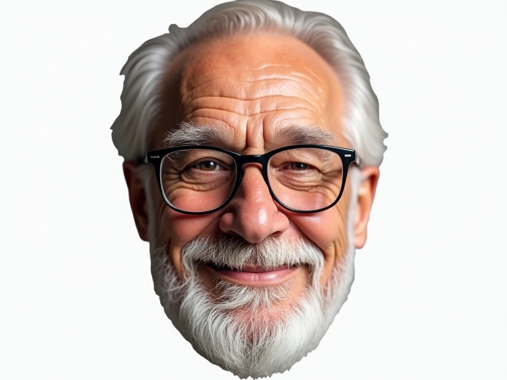 A smiling older man with a full beard and glasses, bright presence.