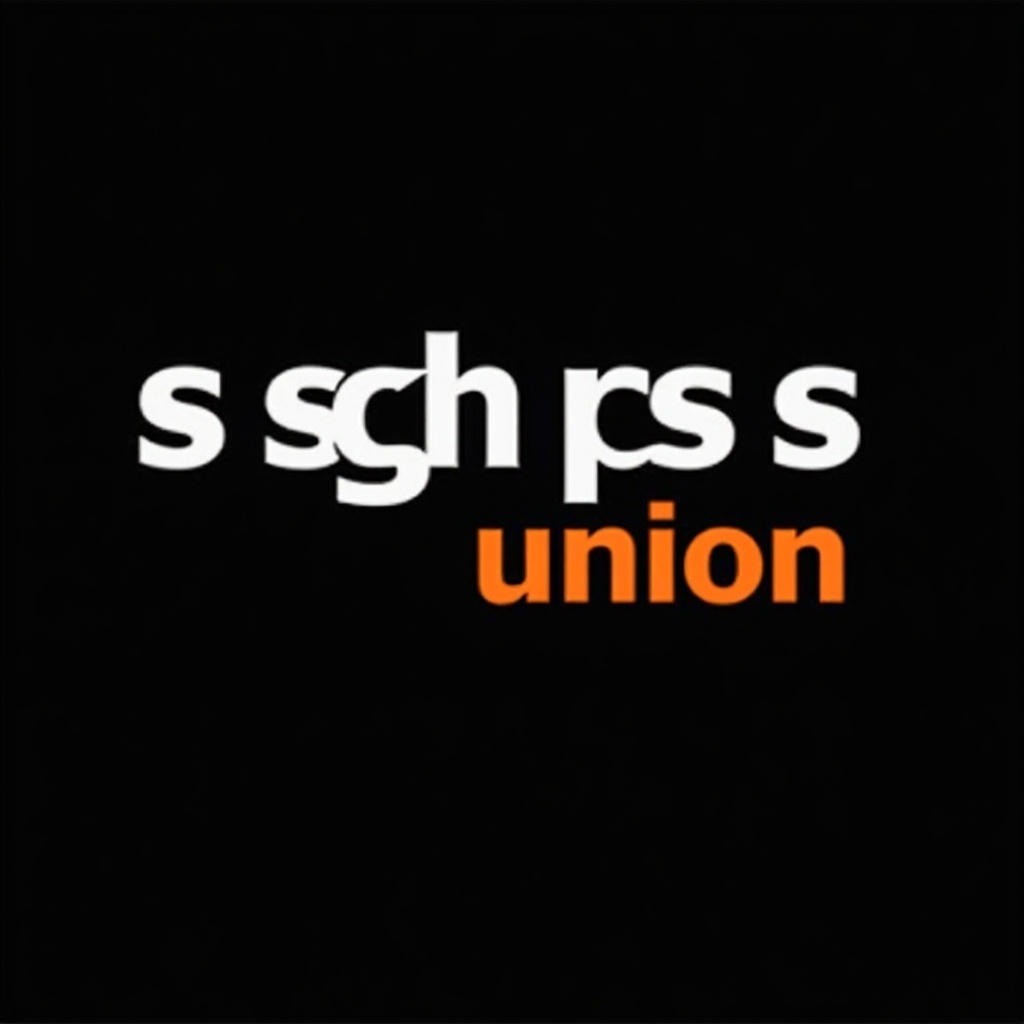 Design featuring bold text. Large white letters display 'SGHPS' on a black background. Below, the word 'union' in orange. Contrasting colors create visual impact.