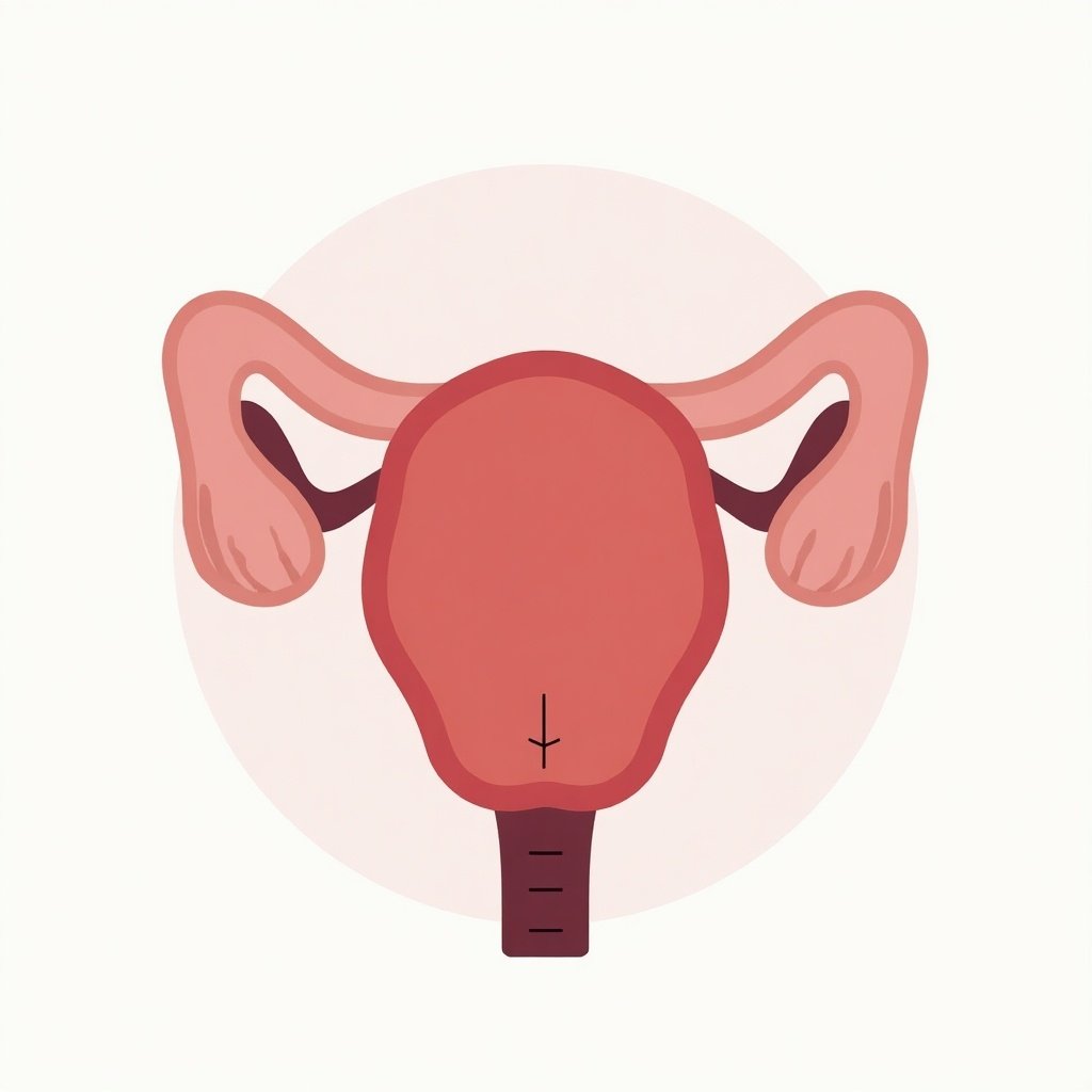 This is an illustration of the prostate gland, designed in a stylized and simplified manner. The gland is shown in a reddish color against a light background, making it stand out clearly. The lines are soft and smooth, giving it a modern and professional look. This representation would be useful for educational materials related to male reproductive health. Overall, it serves as a clear visual aid for discussions on prostate health and anatomy.