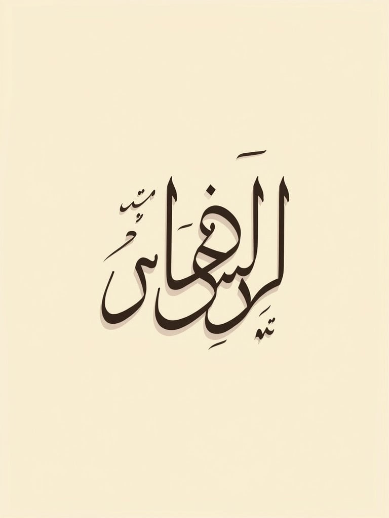 Artistic representation of the name Farih in Thuluth Arabic calligraphy. Background is light beige for timeless style. Features elegant curves and details in the script.