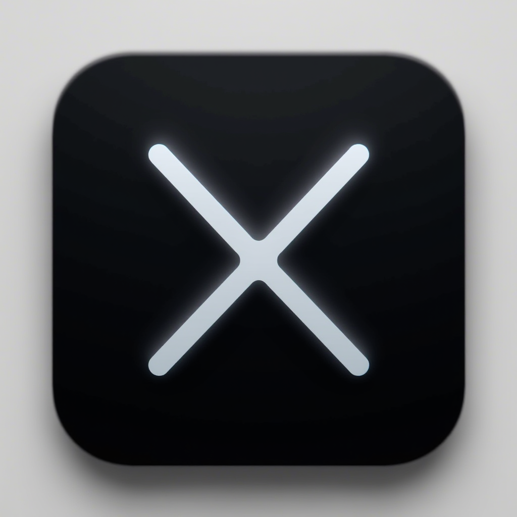 A sleek, rounded black square with a glowing white "X" in the center.