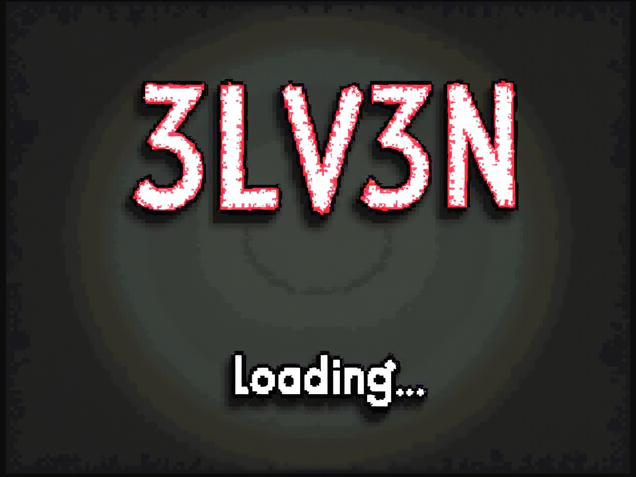 The image features a loading screen for a digital game titled '3L3V3N'. The prominent text, styled in a bright red with a glow effect, conveys a sense of excitement. Below the title, the word 'Loading...' appears in a smaller, simple font. The overall background is dark with a slight gradient, adding depth to the scene. This design likely appeals to gamers and tech enthusiasts.