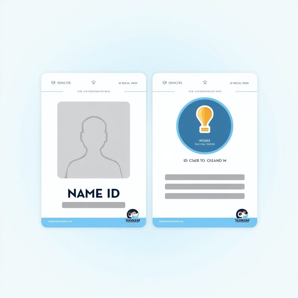 This image features a design concept for a Taiwan ID card. The card is divided into two sections, with one side showing a space for a personal photo and identification information. The overall design is clean, utilizing a blue and white color scheme, which gives it an official and modern appearance. Key text fields include a space for the name and ID number, ensuring clarity in presentation. An emblem or logo is also included to signify its official use, making this card visually structured for easy identification.