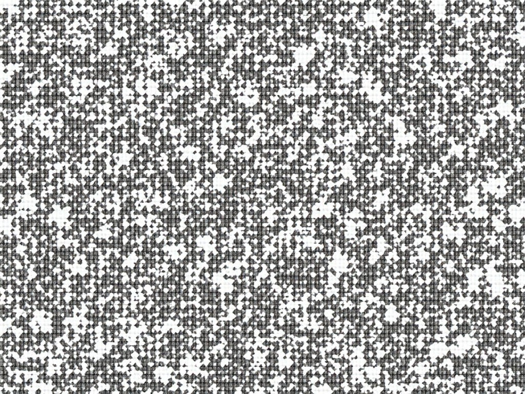 An intricate, high-contrast black and white abstract pattern, reminiscent of a pixelated design, suitable for use as a texture or fabric pattern.