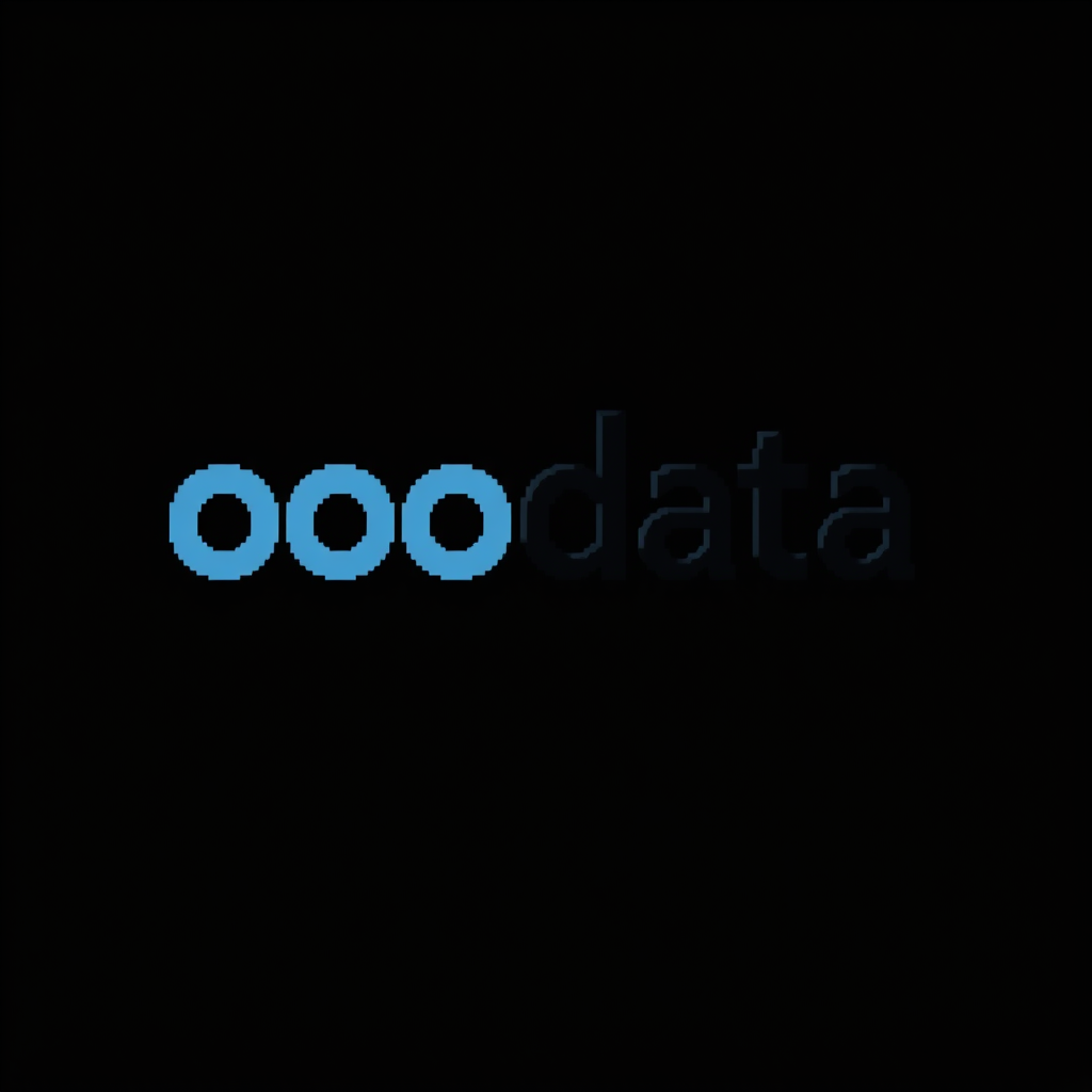 The image shows the word 'data' in lowercase, with three blue circles before it.