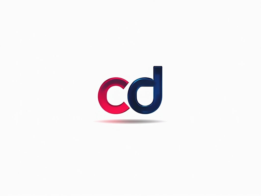 The image showcases a logo design combining the letters 'c' and 'd'. The letters feature a modern style with a red 'c' and a blue 'd'. The design is minimalist, set against a clean, white background. The logo conveys a sense of professionalism and creativity, ideal for a tech or design-related company. It uses simple forms and a flat design aesthetic. The overall look is sleek and contemporary, suggesting innovation and modernity.