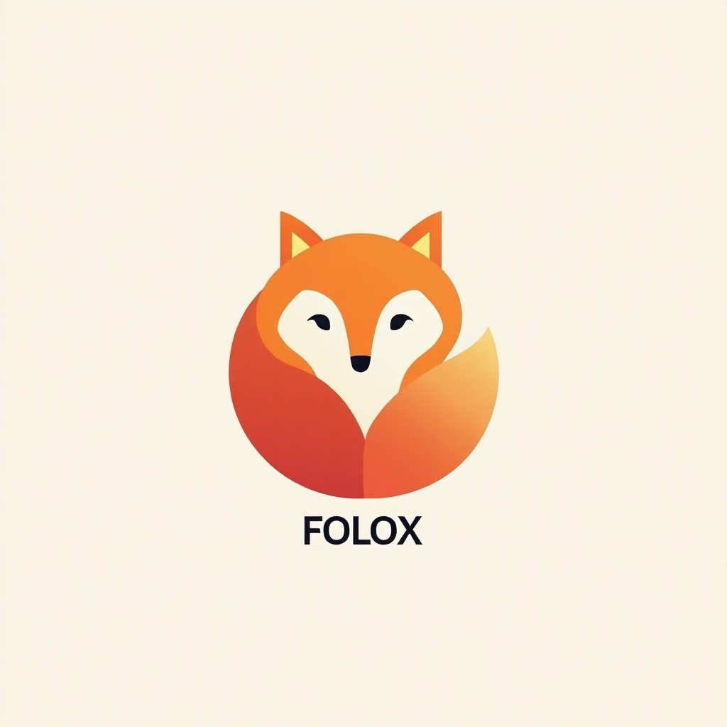 This logo features a minimalist design of a fox, utilizing a smooth gradient that transitions from orange to red tones. The fox's face is stylized with a friendly expression, embodying a playful and approachable character. Below the fox, the word 'FOLOX' is displayed in a clean, modern font. The overall aesthetic is simple yet captivating, ideal for a brand that wants to convey creativity and fun. The design leverages the visual appeal of gradients while maintaining clarity and recognition.