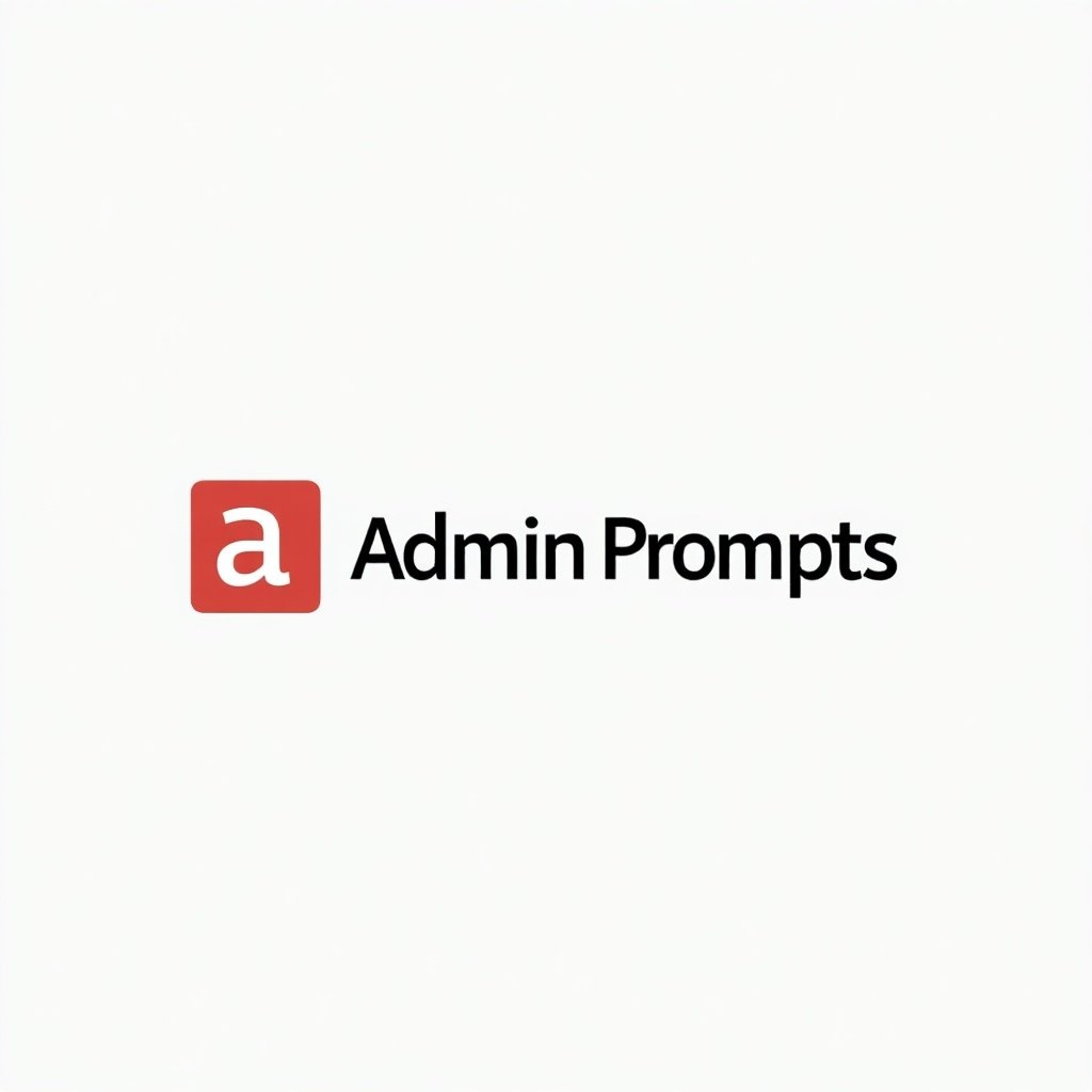 This image features a modern logo design for 'Admin Prompts', a website targeting executive assistants who utilize AI tools. The logo consists of a simple yet effective red square with a lowercase 'a' inside it, paired with the text 'Admin Prompts' in a sleek, sans-serif font. The color scheme focuses on red and black, ensuring a professional yet approachable appearance. The design is versatile for various applications, from digital platforms to print media. The overall aesthetic balances simplicity and modernity, making it suitable for a tech-oriented audience.