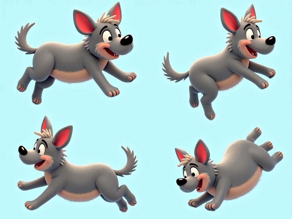 cute cartoon dog in various playful poses