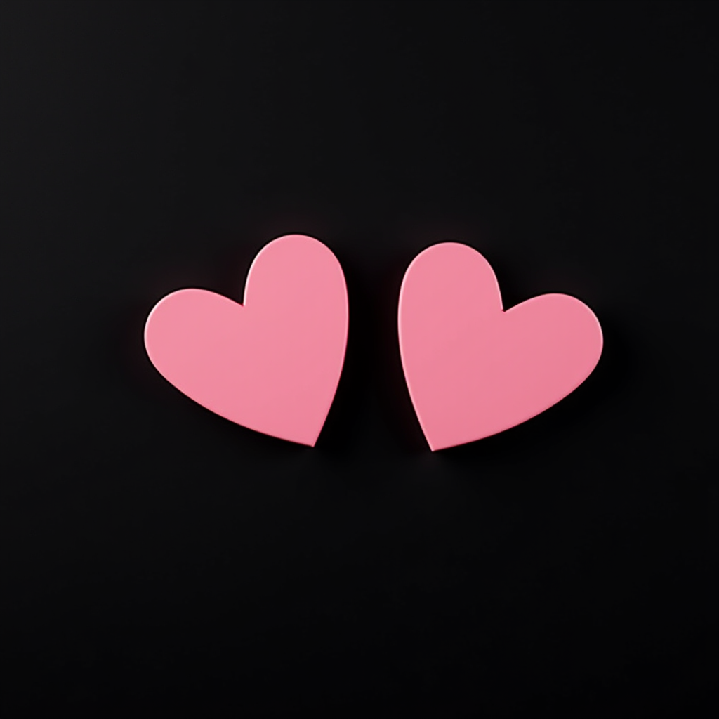 Two pink hearts on a black background.