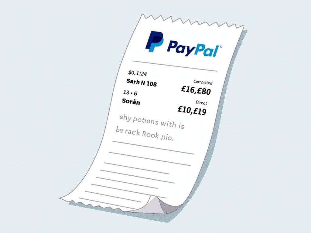 This image illustrates a proof of payment document from PayPal. It features a completed transaction of £16,880. The payment is directed to an account identified as Sarah N. The receipt maintains a recognizable design typical of PayPal documents. The layout emphasizes clarity with bold text and a simplified background to enhance readability.