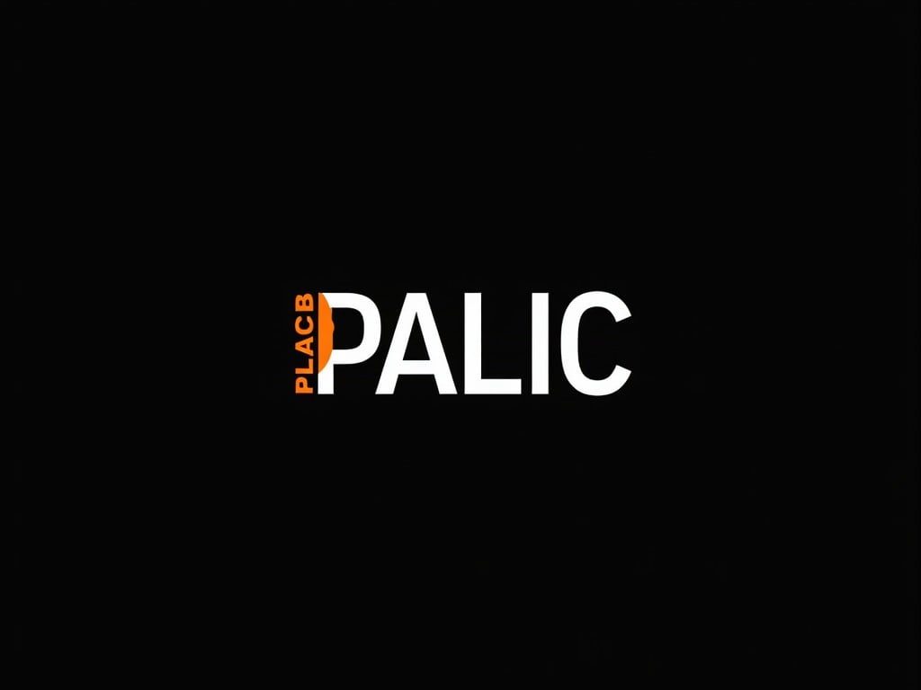 The image features a simple yet striking design, prominently displaying the word 'PALIC' in large white letters against a black background. To the left of 'PALIC' is the word 'PLACB' in orange, adding a pop of color to the otherwise monochrome scheme. The use of contrasting colors makes the text stand out distinctly.