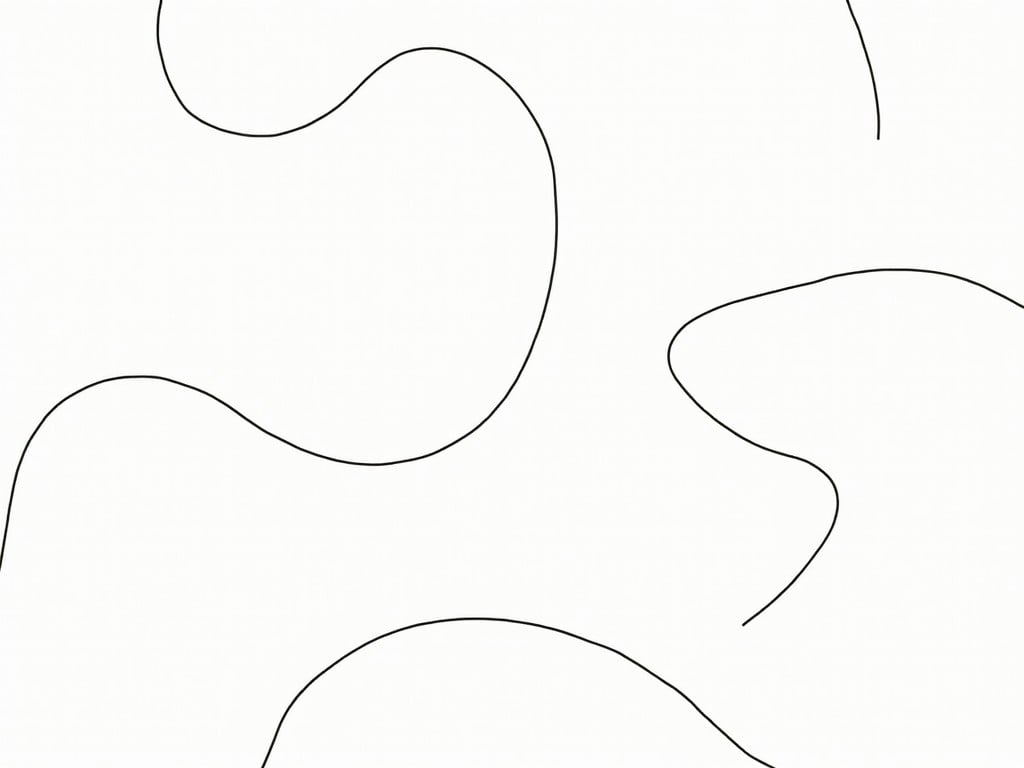 Minimalist abstract line art with curved black lines on a white background.