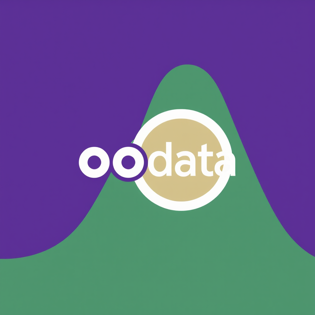 A multicolored wave-like design with the word 'data' encapsulated in a circle.