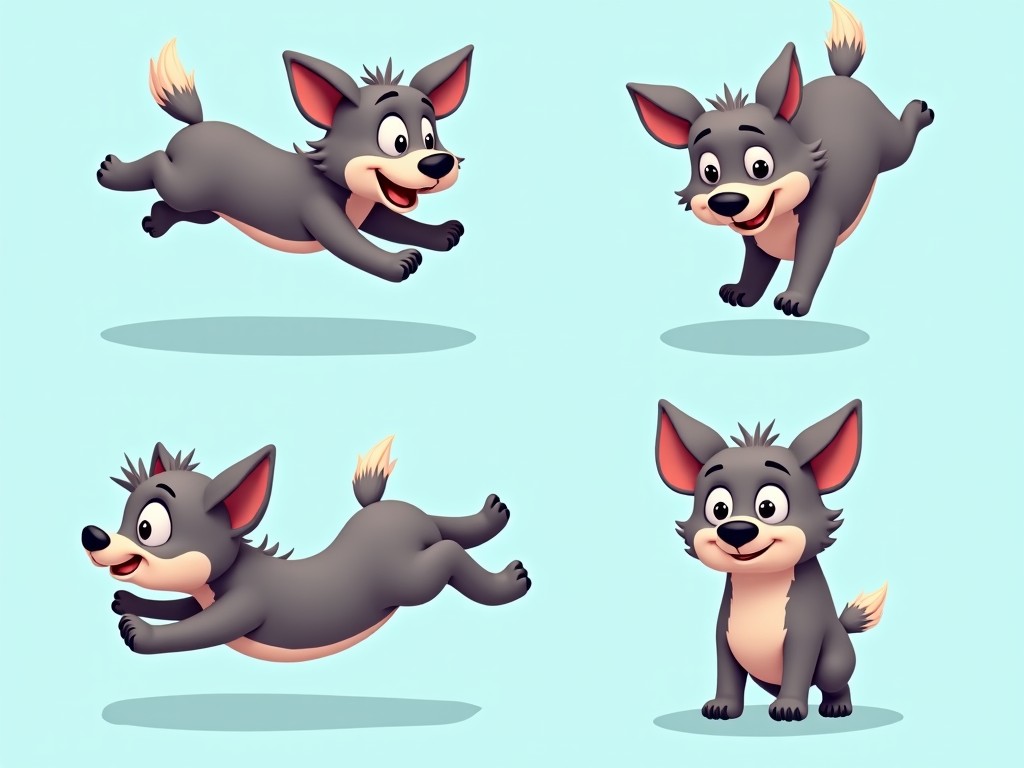 adorable cartoon puppy in various playful poses