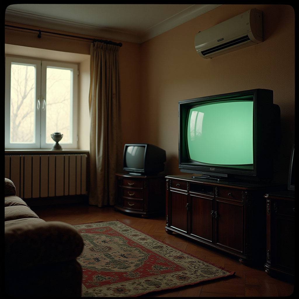 A cozy living room with vintage televisions and classic decor.