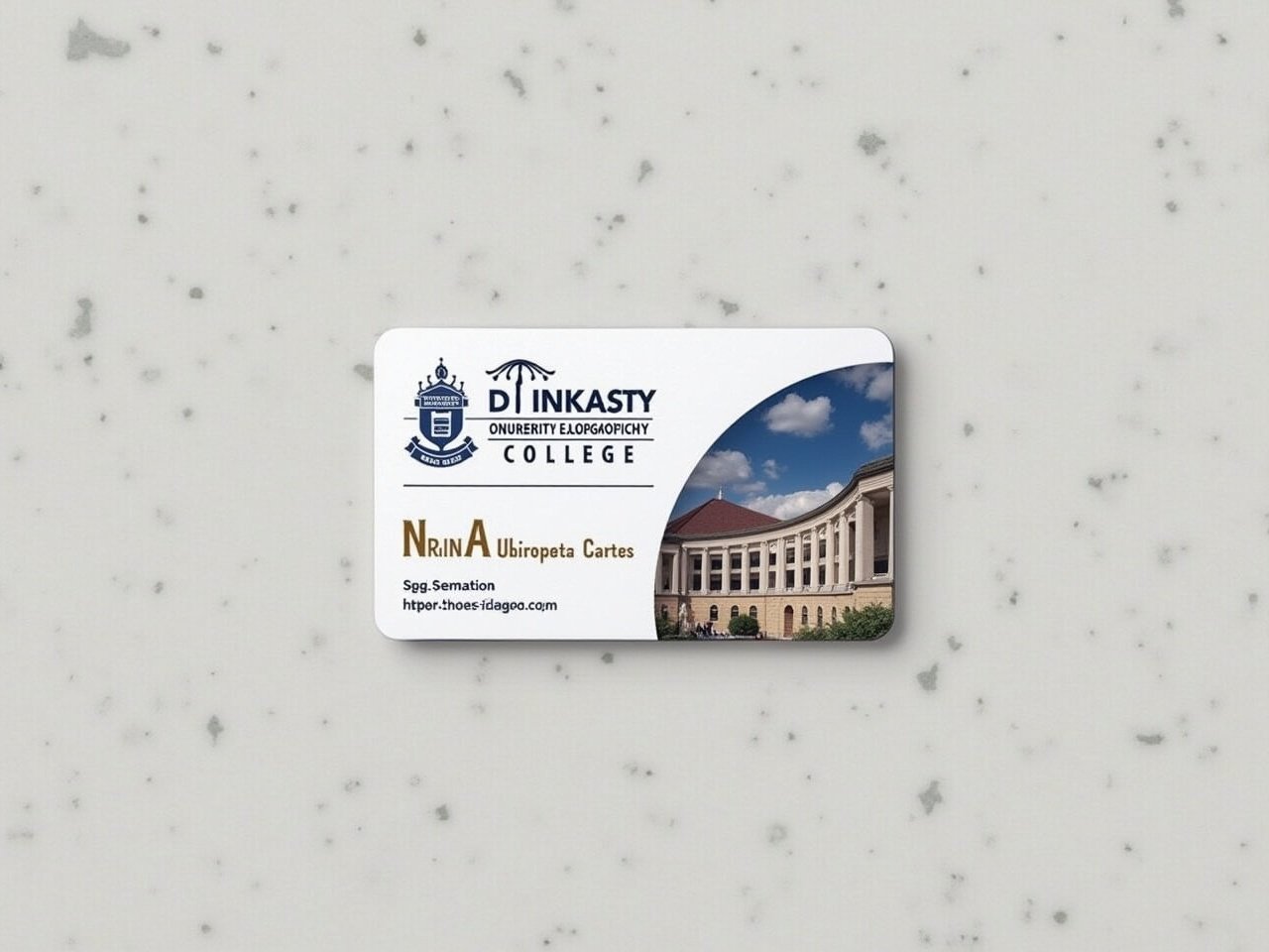 This image features a student ID card from Dhaka University Community College resting on a marble surface. The card displays key educational details along with a scenic background. The layout is professional, emphasizing the institution's branding. Soft natural lighting enhances the visual appeal of the card. This type of ID card is essential for student identification and access to campus services.