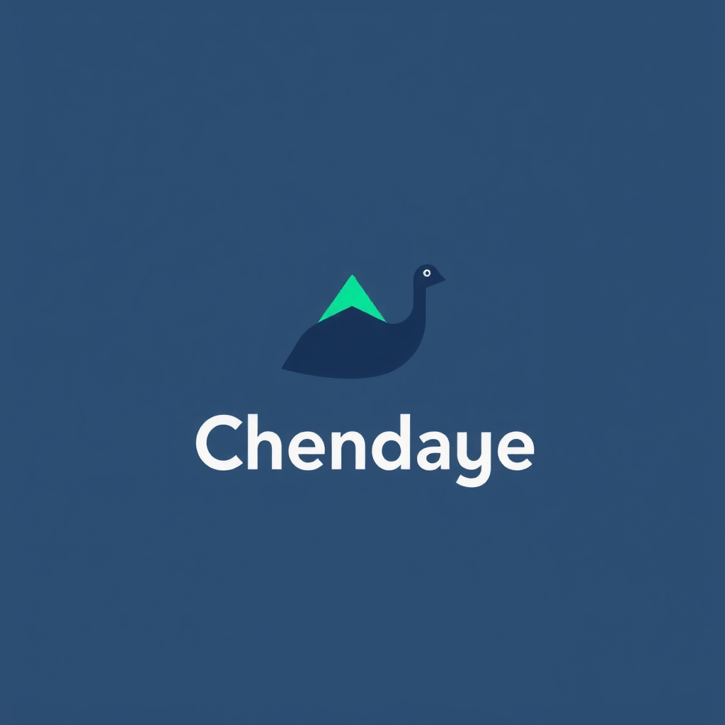 A minimalist logo featuring a stylized dark blue bird with a green accent above the text 'Chendaye' on a navy blue background.