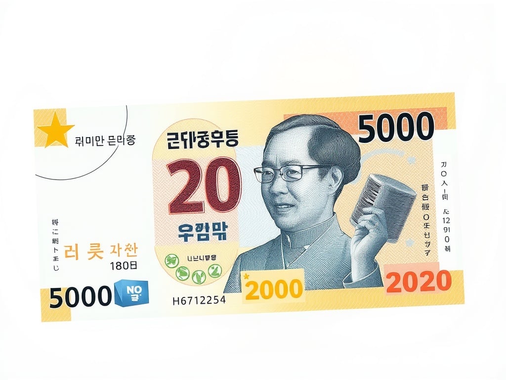 This image features a comically designed banknote with a portrait of a person holding a large comb. The note displays exaggerated numbers and playful text elements, incorporating cheerful colors and humorous design motifs. It seems to be an artistic creation meant for satire or entertainment purposes rather than actual use.