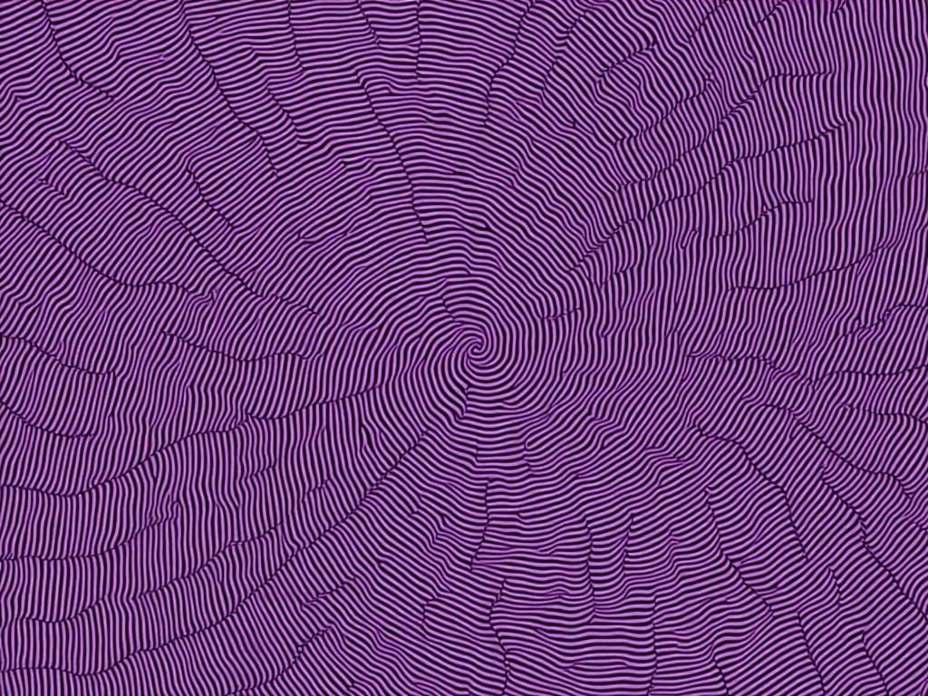 This image features an intricate pattern composed of concentric, swirling lines. The lines create abstract, purple spiral shapes that draw the viewer in. The design has a modern feel, with smooth and flowing curves. The various shades of purple give the pattern depth and visual interest. Overall, it serves as an eye-catching and vibrant background.