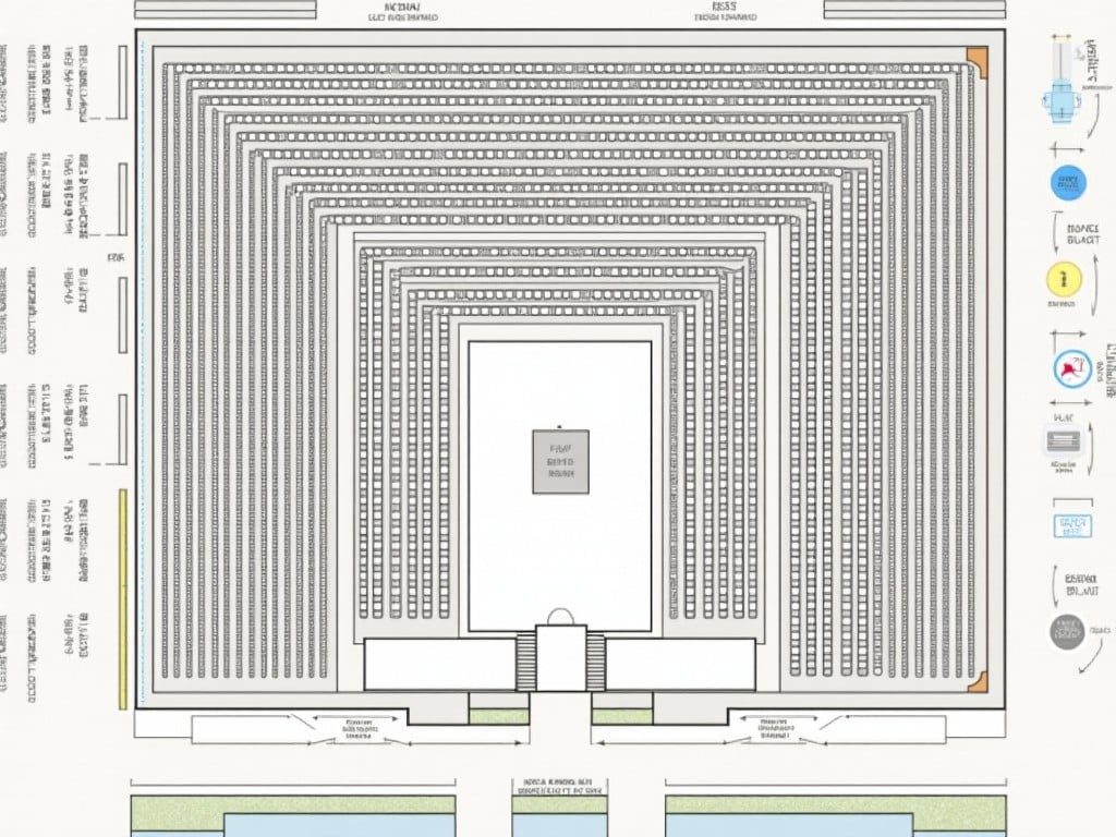 This image represents a detailed physical arrangement plan for graduation batches spanning from 1971 to 2024. The layout includes a centralized stage area designed for activities and visibility. Each batch from 1982 to 2024 is organized into designated sections, ensuring an efficient flow of participants. Key areas, such as the grandstand and parking, are strategically placed for convenience. Designated pathways enhance accessibility, and clear signage improves navigation within the venue. This comprehensive plan serves as a guideline for achieving a successful graduation event.