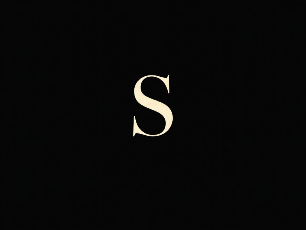 A single uppercase letter 'S' centered on a black background.