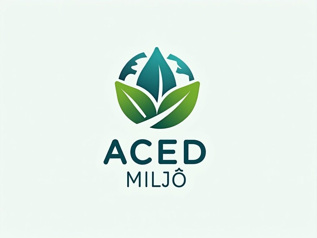 The logo for ACED Miljø combines elements of nature and sustainability. It features a stylized globe intertwined with green leaves, symbolizing the firm's commitment to the environment. The design conveys professionalism and a modern aesthetic. The color palette includes shades of green and teal to evoke feelings of peace and ecological impact. This design aims to resonate with clients focused on sustainability and responsible practices.